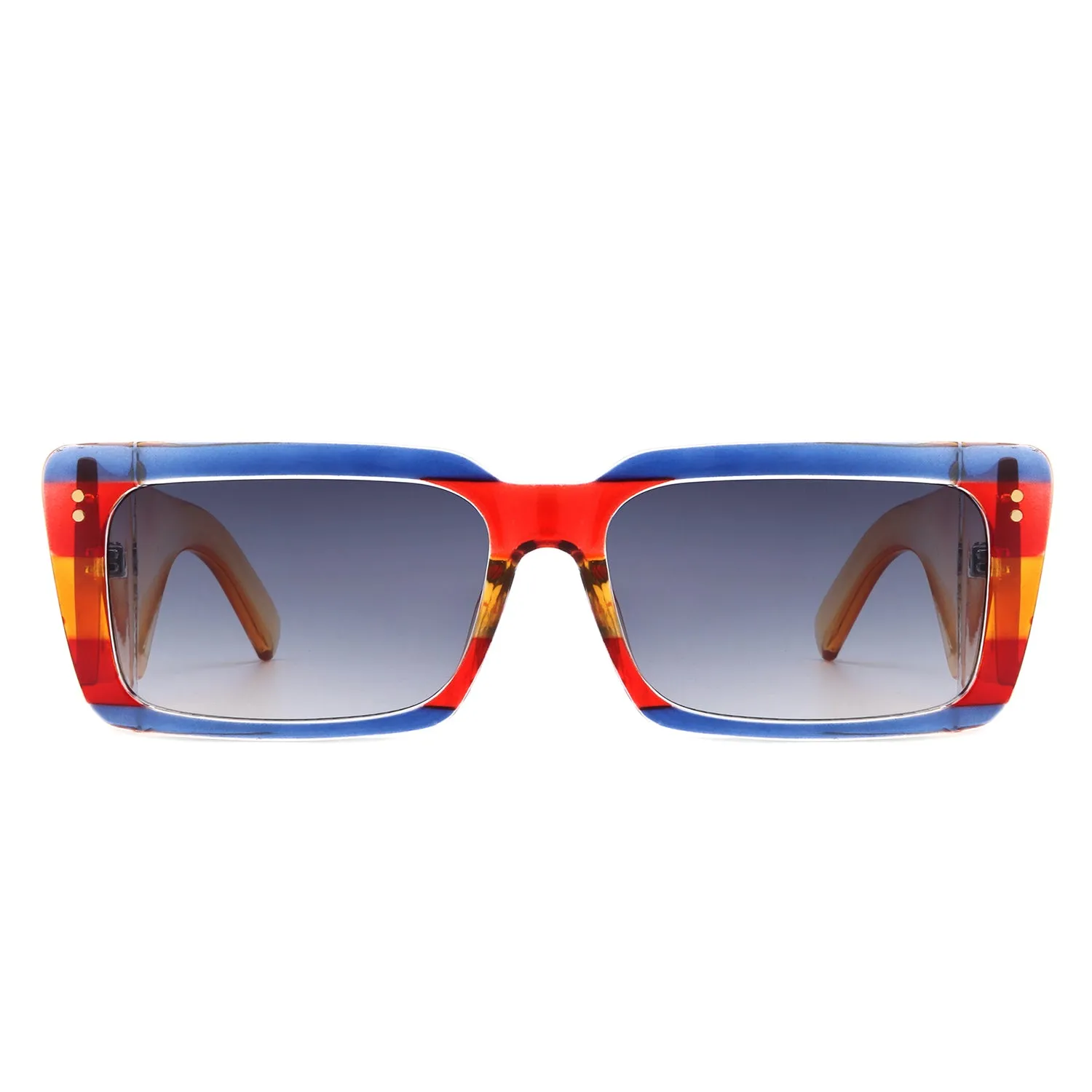 Yoplines - Retro Rectangle Square Flat Top Tinted Sunglasses