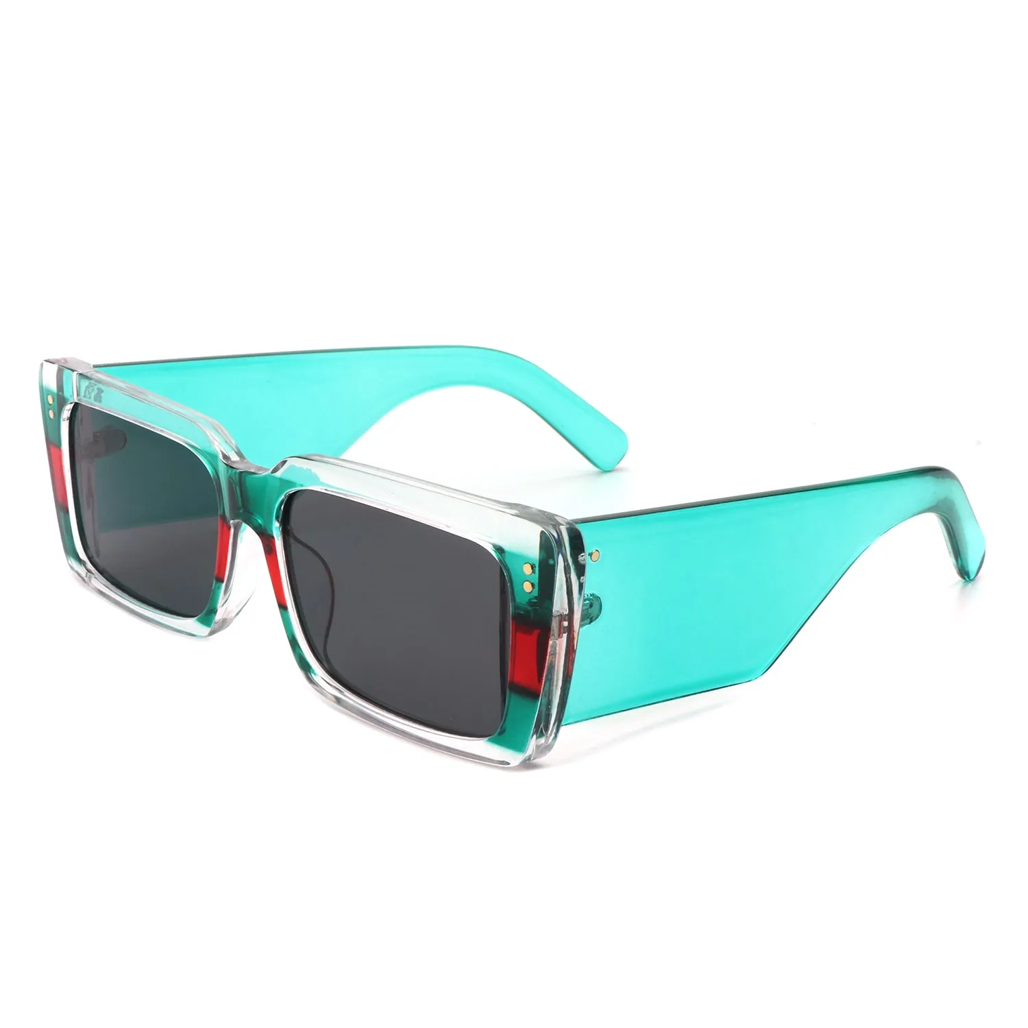 Yoplines - Retro Rectangle Square Flat Top Tinted Sunglasses