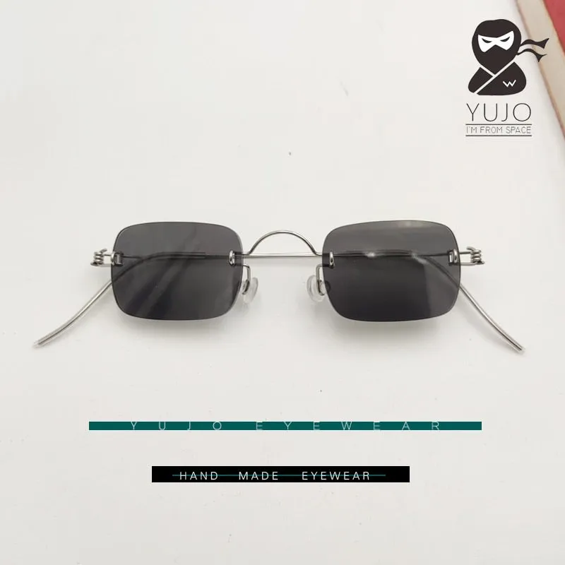 Yujo Unisex Square Stainless Steel Rimless Sunglasses Y021