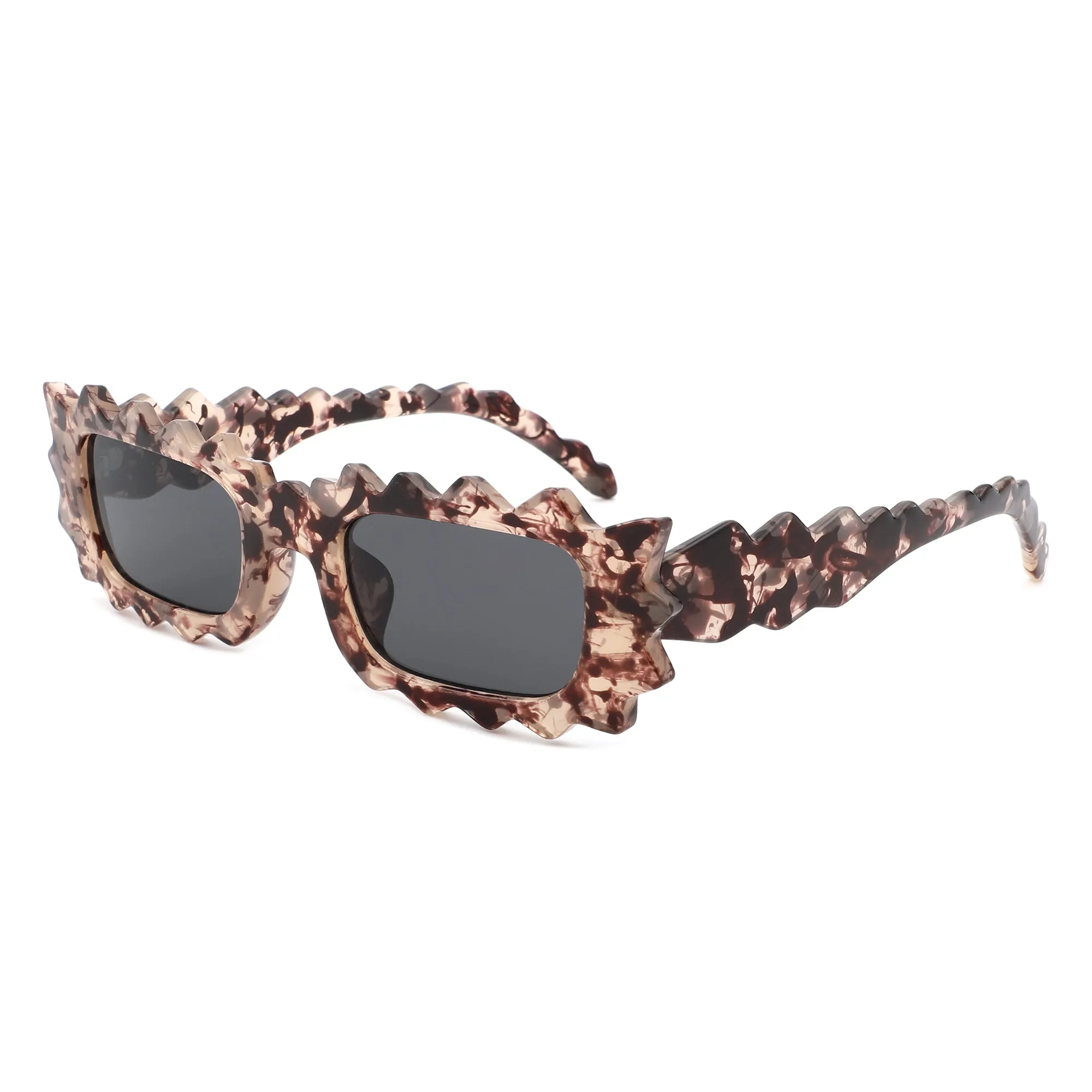 Zenn - Rectangle Modern Spike Irregular Wavy Square Sunglass